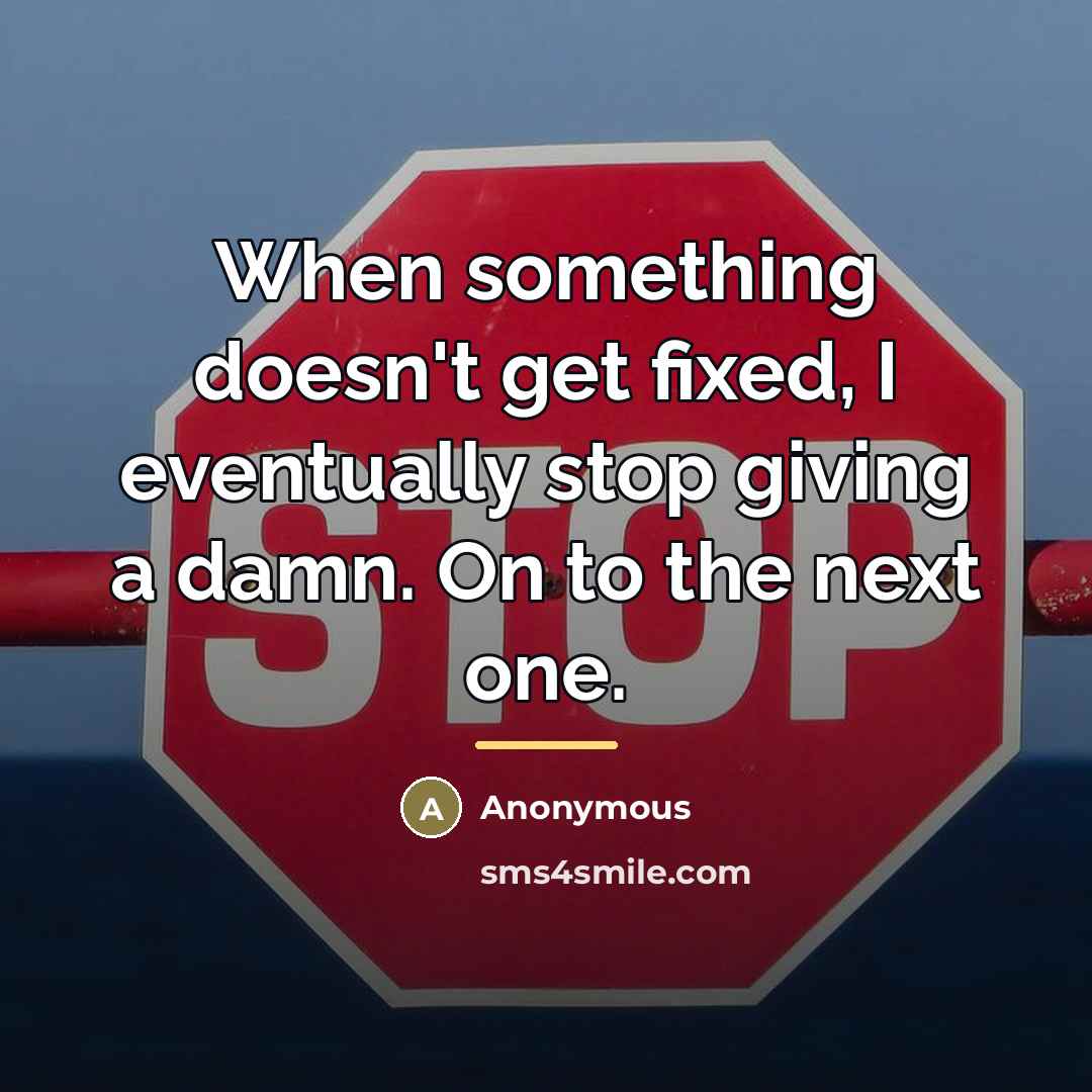 “When something doesn't get fixed, I eventually stop giving a…” quote by Anonymous