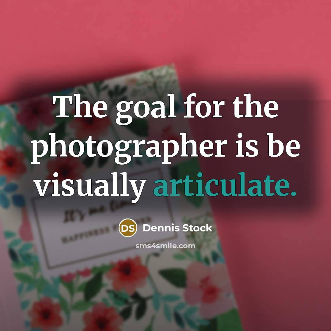 “The goal for the photographer is be visually articulate.…” quote by Dennis Stock