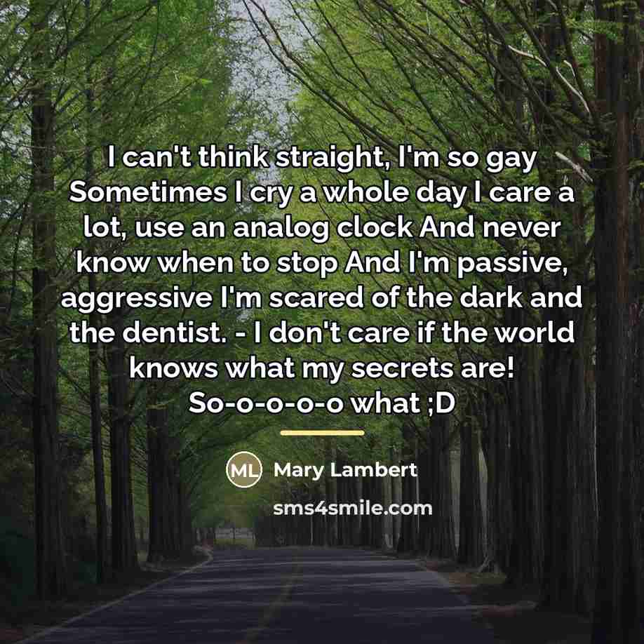 “I can't think straight, I'm so gay Sometimes I cry…” quote by Mary Lambert