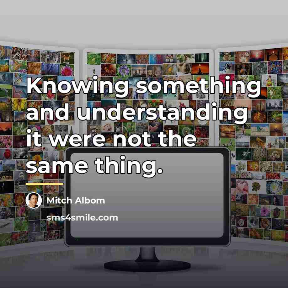 “Knowing something and understanding it were not the same thing.…” quote by Mitch Albom