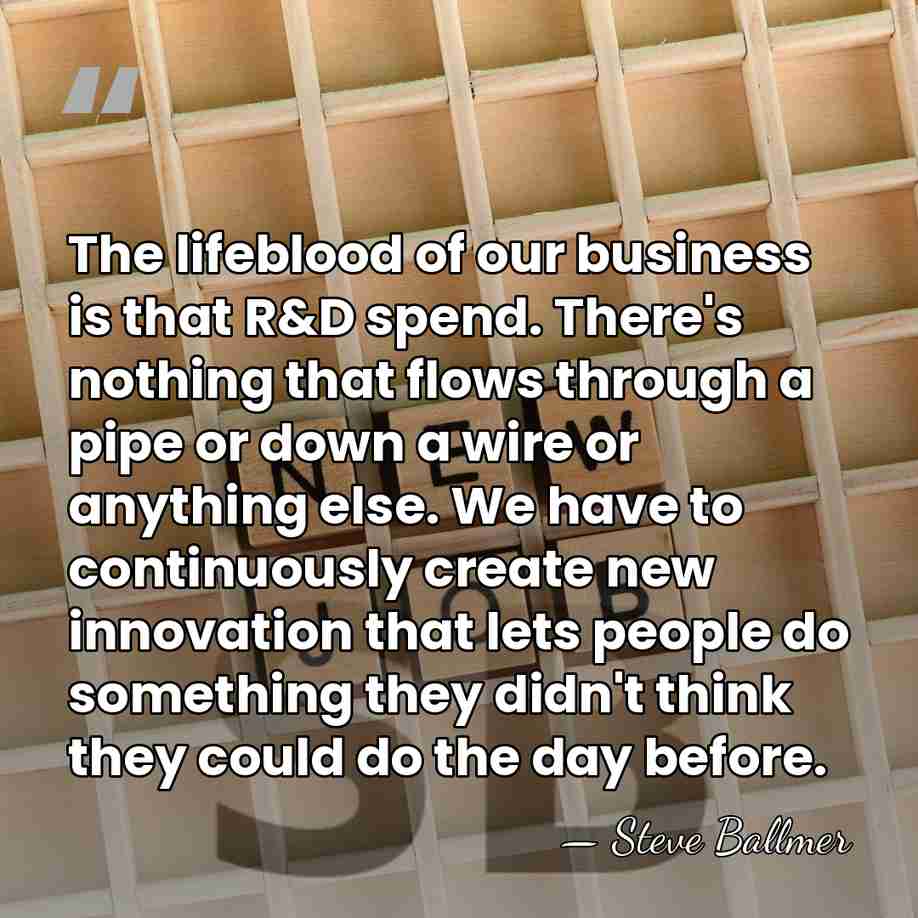 The lifeblood of our business is that R&D spend. There's nothing that&hellip; - Steve Ballmer