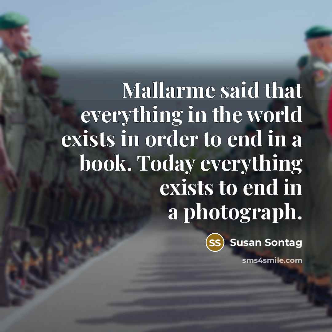“Mallarme said that everything in the world exists in order…” quote by Susan Sontag