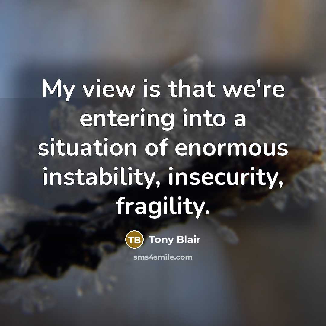 “My view is that we're entering into a situation of…” quote by Tony Blair