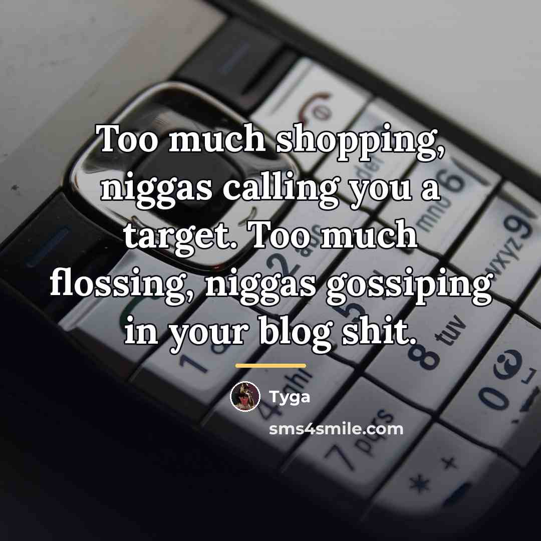 “Too much shopping, niggas calling you a target. Too much…” quote by Tyga
