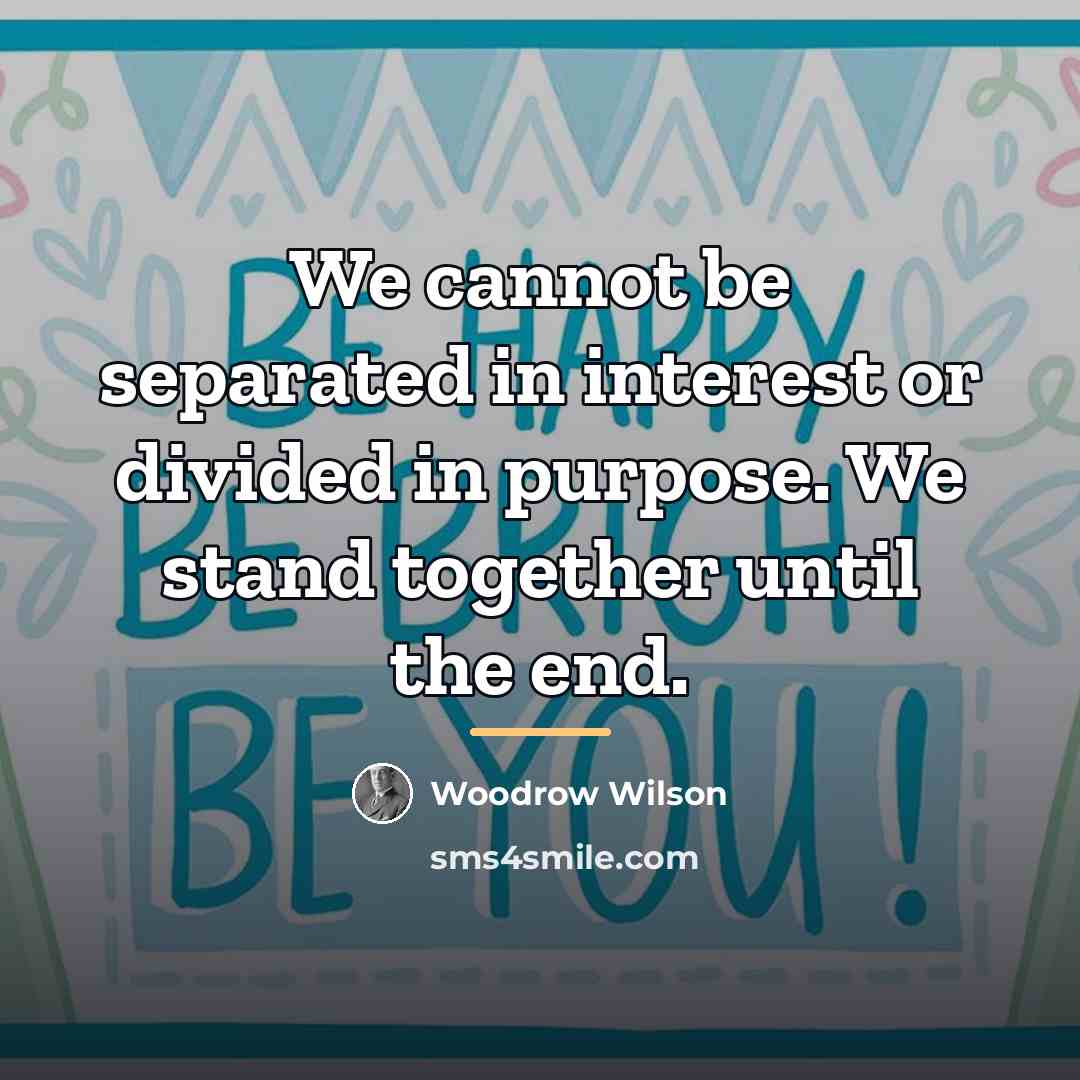 “We cannot be separated in interest or divided in purpose.…” quote by Woodrow Wilson