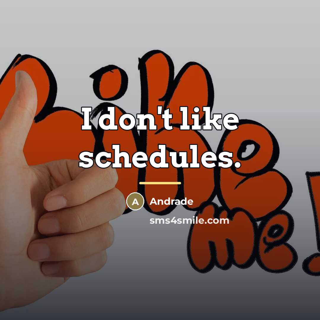 “I don't like schedules.…” quote by Andrade