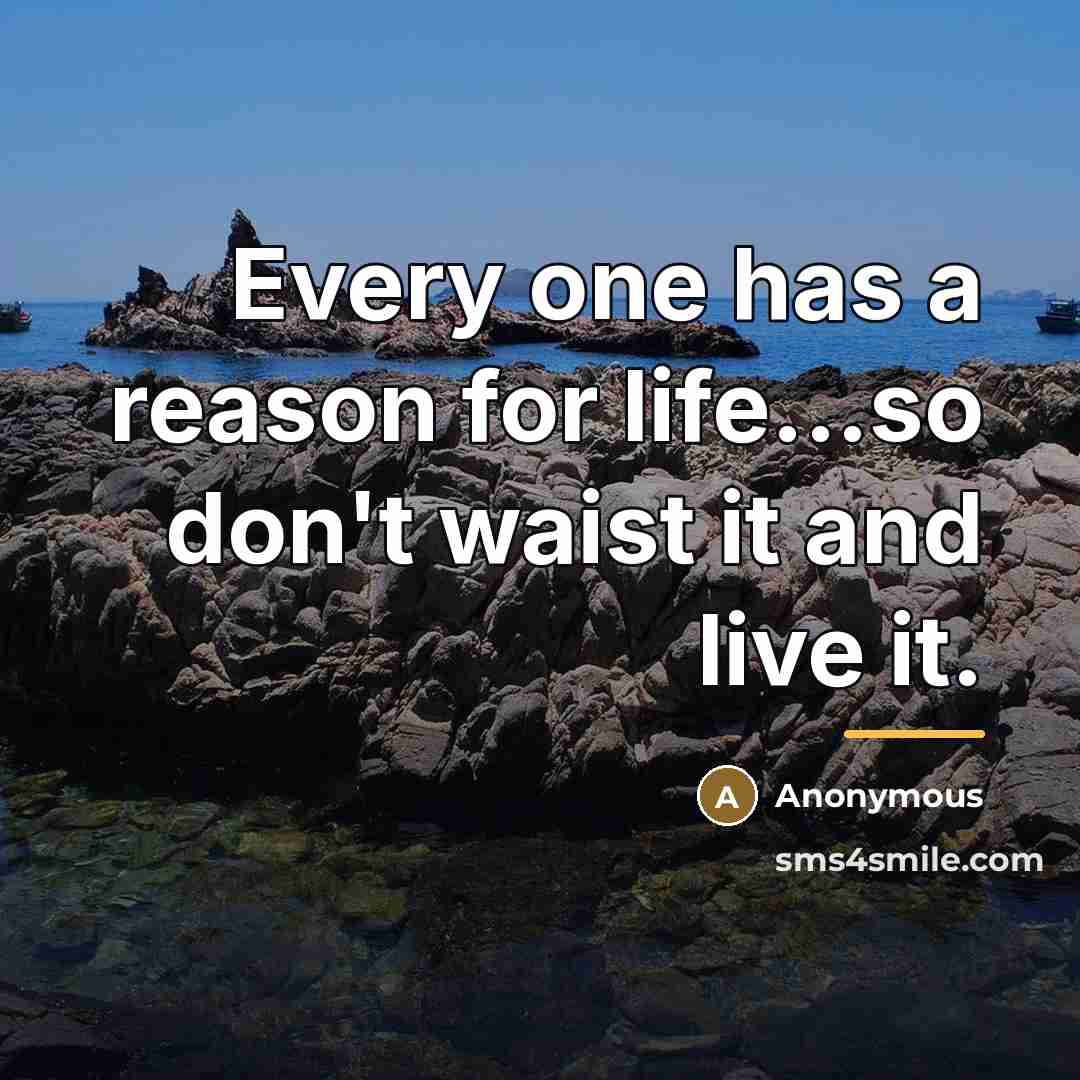 “Every one has a reason for life...so don't waist it…” quote by Anonymous