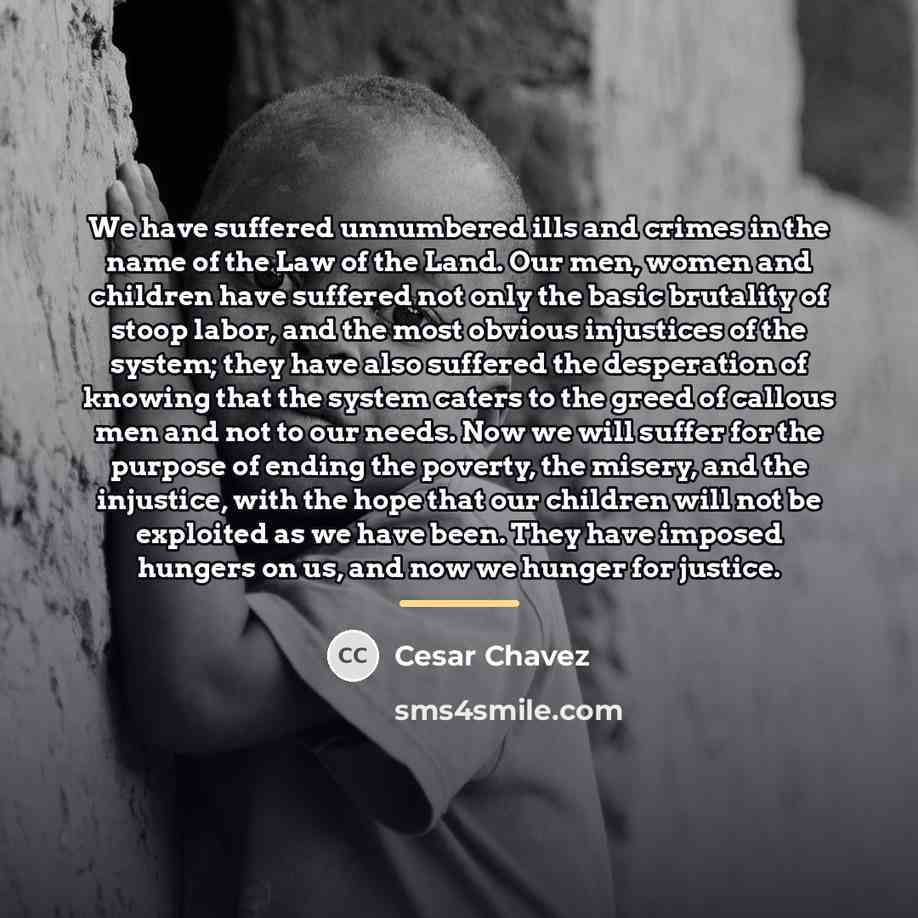 “We have suffered unnumbered ills and crimes in the name…” quote by Cesar Chavez