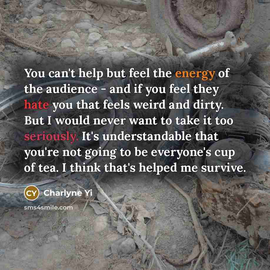 “You can't help but feel the energy of the audience…” quote by Charlyne Yi