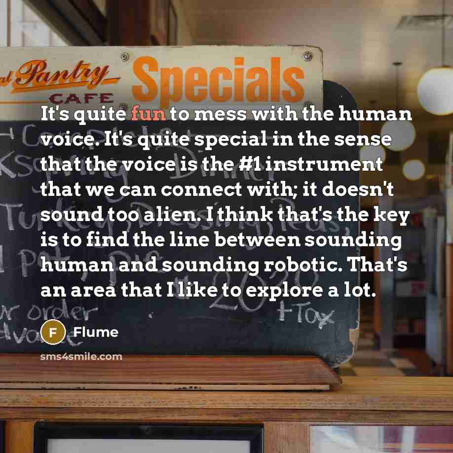 “It's quite fun to mess with the human voice. It's…” quote by Flume