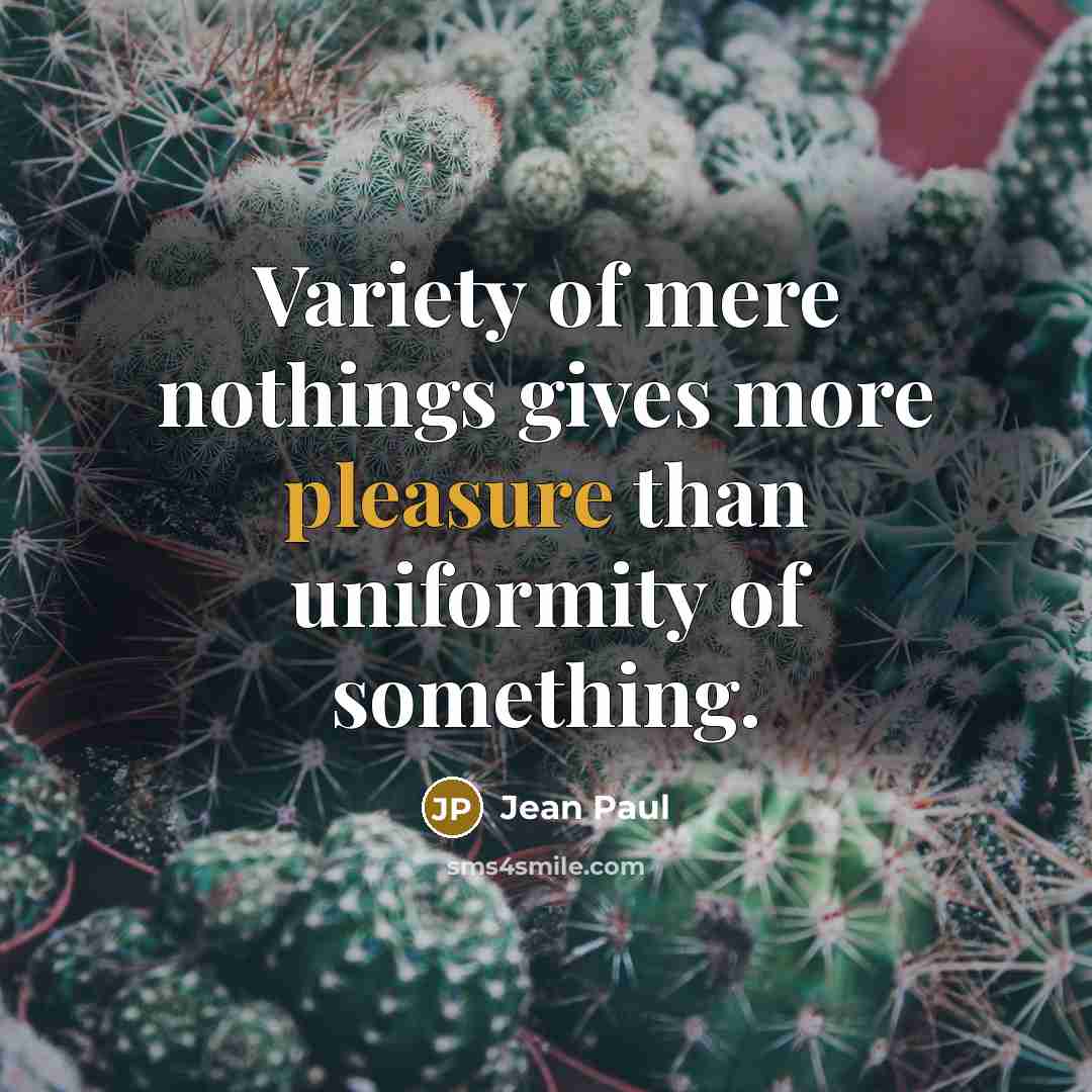 “Variety of mere nothings gives more pleasure than uniformity of…” quote by Jean Paul