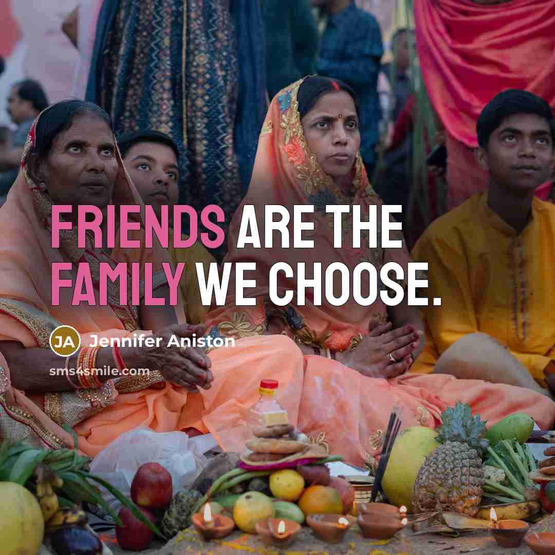 “Friends are the family we choose.” quote by Jennifer Aniston