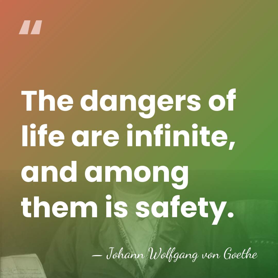 The dangers of life are infinite, and among them is safety. - Johann Wolfgang von Goethe