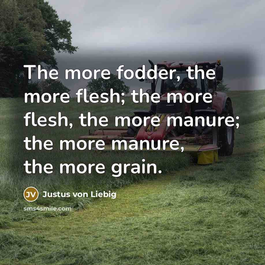 “The more fodder, the more flesh; the more flesh, the…” quote by Justus von Liebig