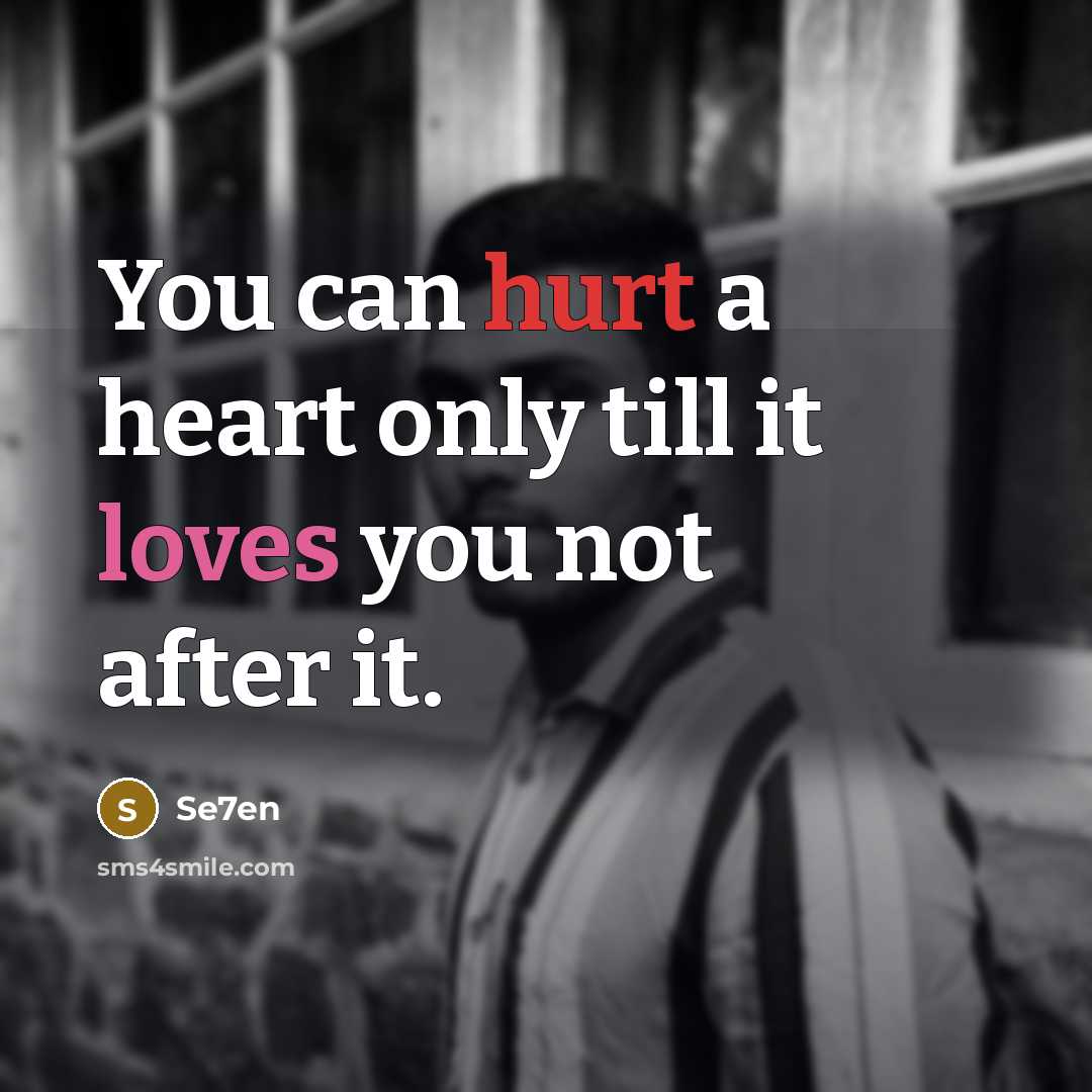 “You can hurt a heart only till it loves you…” quote by Se7en