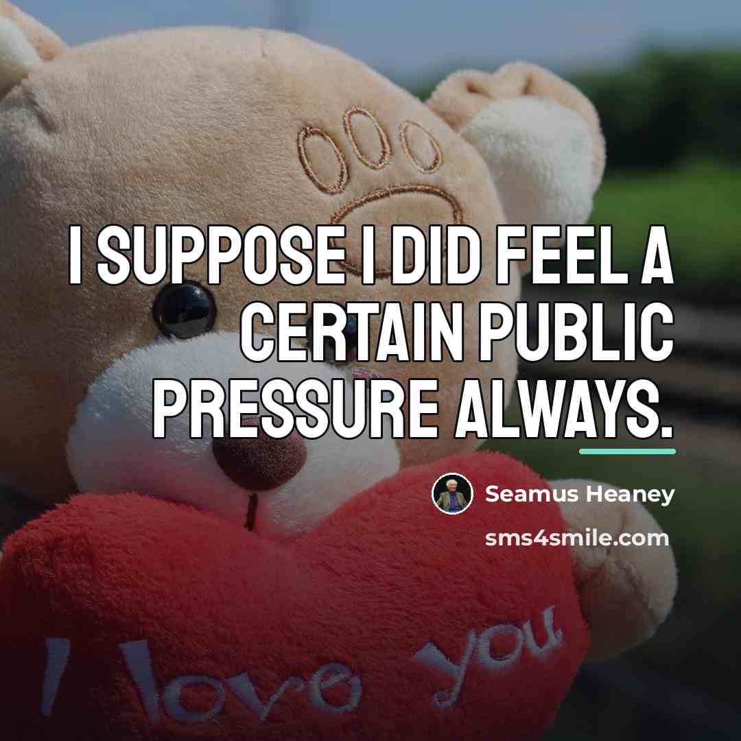 “I suppose I did feel a certain public pressure always.…” quote by Seamus Heaney