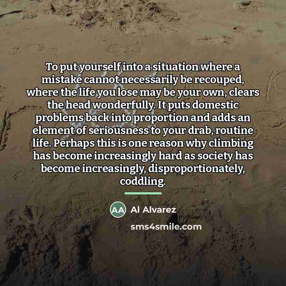 “To put yourself into a situation where a mistake cannot…” quote by Al Alvarez