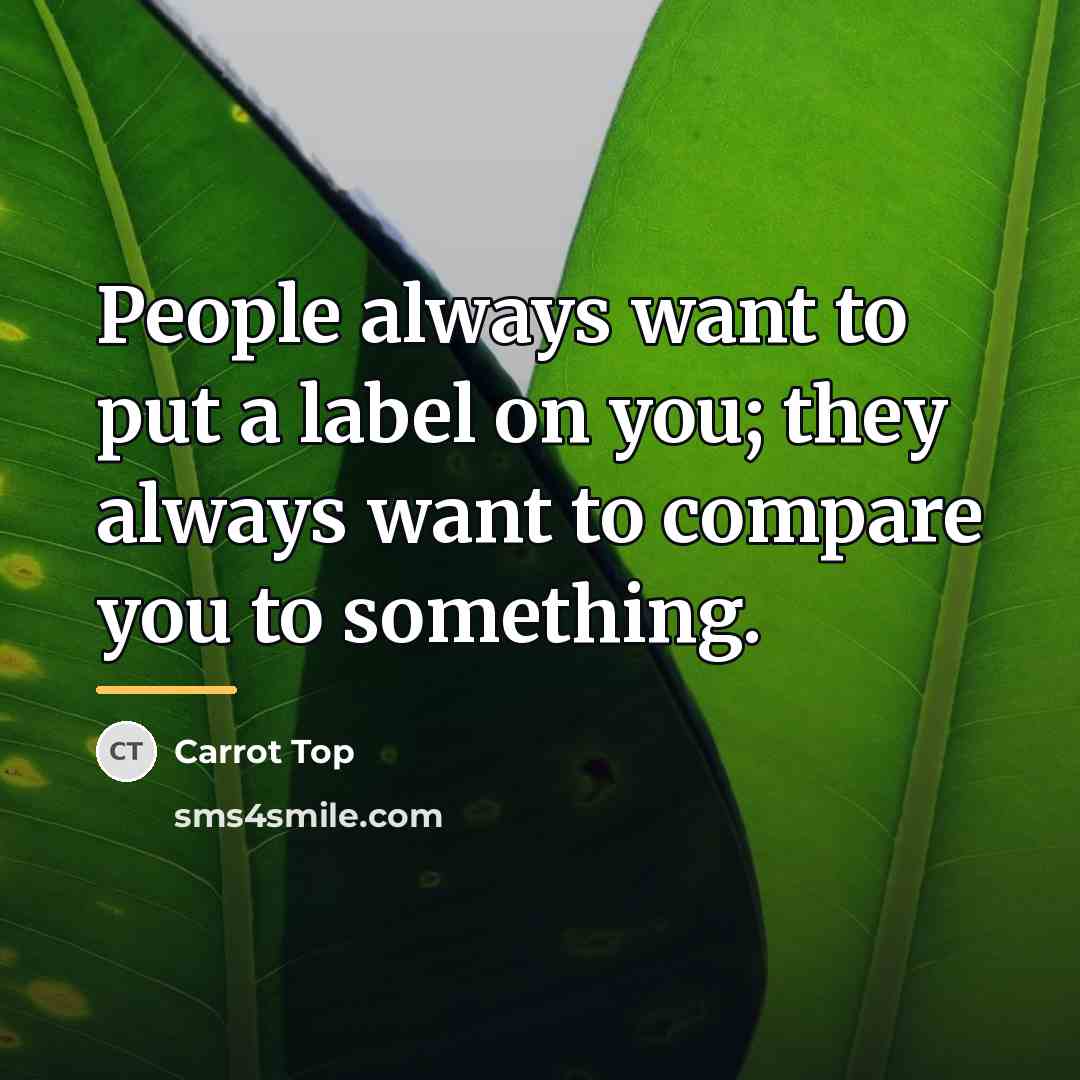 “People always want to put a label on you; they…” quote by Carrot Top