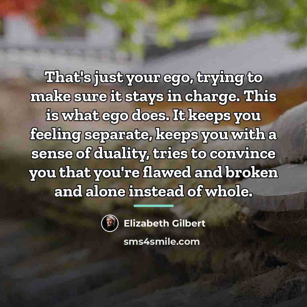 “That's just your ego, trying to make sure it stays…” quote by Elizabeth Gilbert