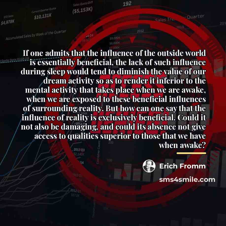 “If one admits that the influence of the outside world…” quote by Erich Fromm