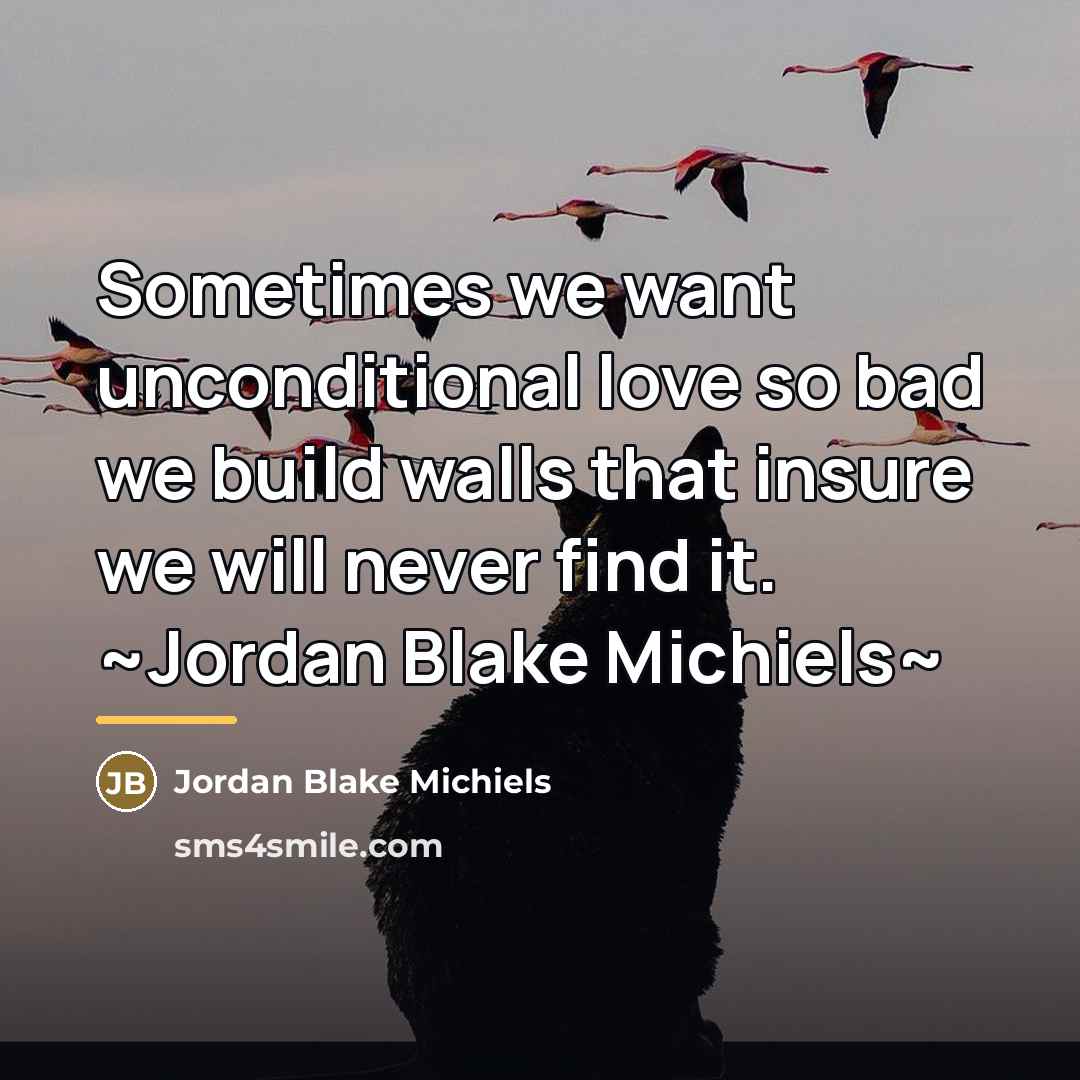 “Sometimes we want unconditional love so bad we build walls…” quote by Jordan Blake Michiels