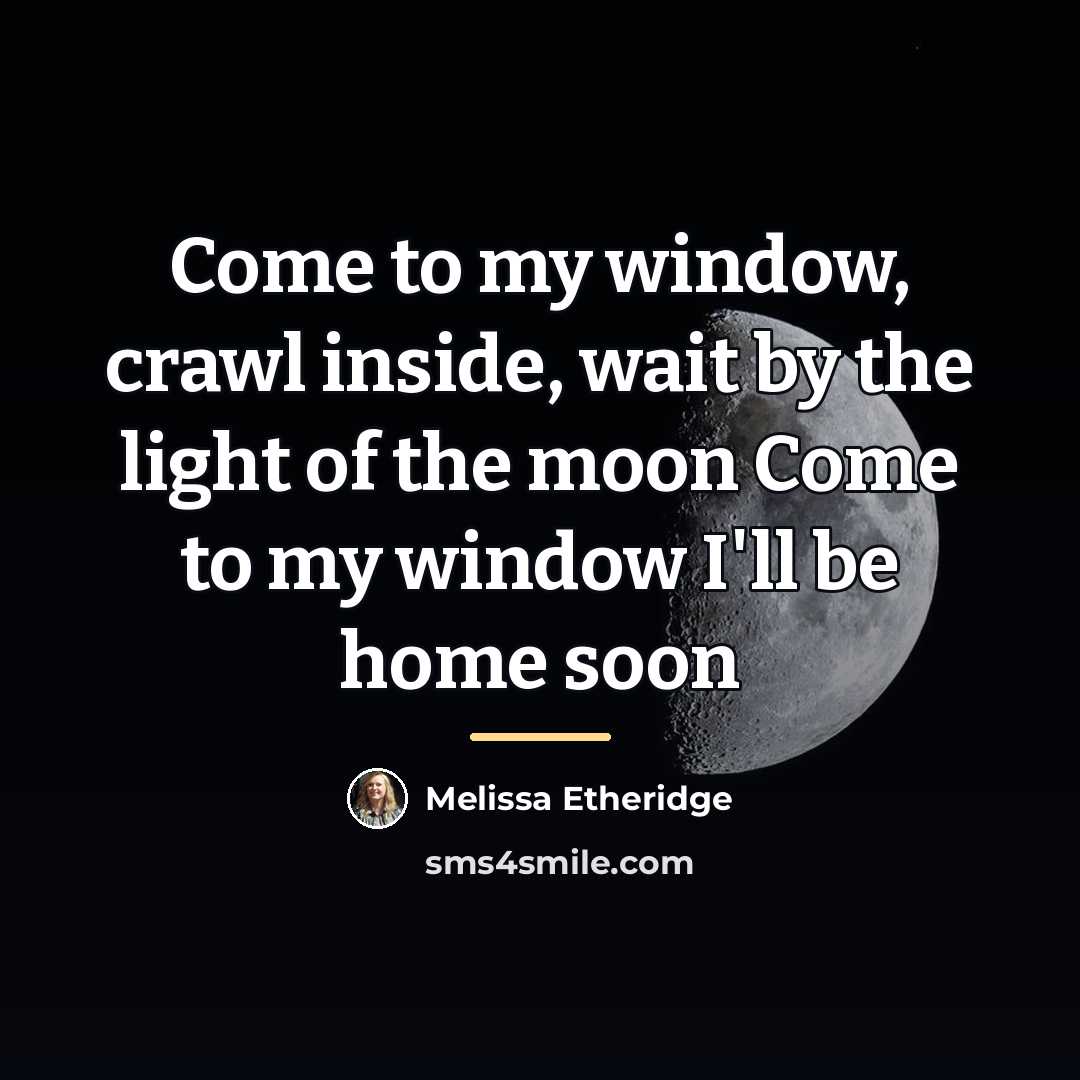 “Come to my window, crawl inside, wait by the light…” quote by Melissa Etheridge