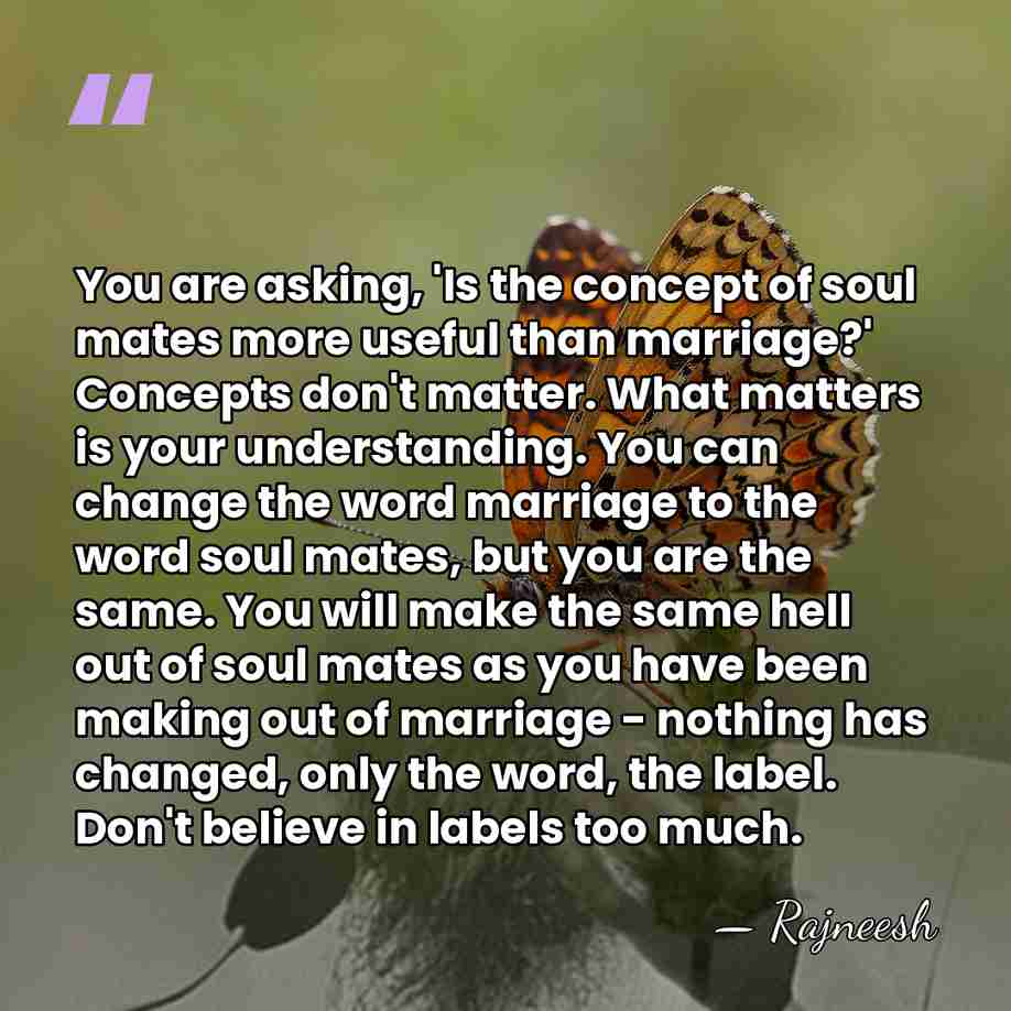 You are asking, 'Is the concept of soul mates more useful than&hellip; - Rajneesh