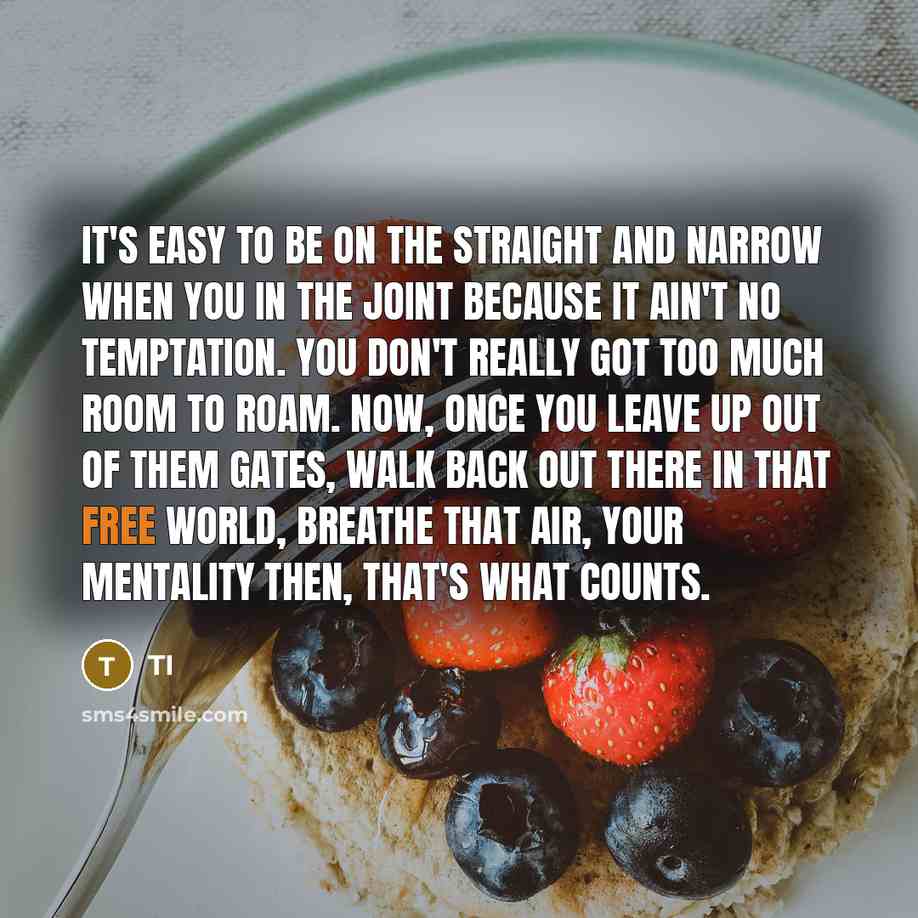 “It's easy to be on the straight and narrow when…” quote by TI