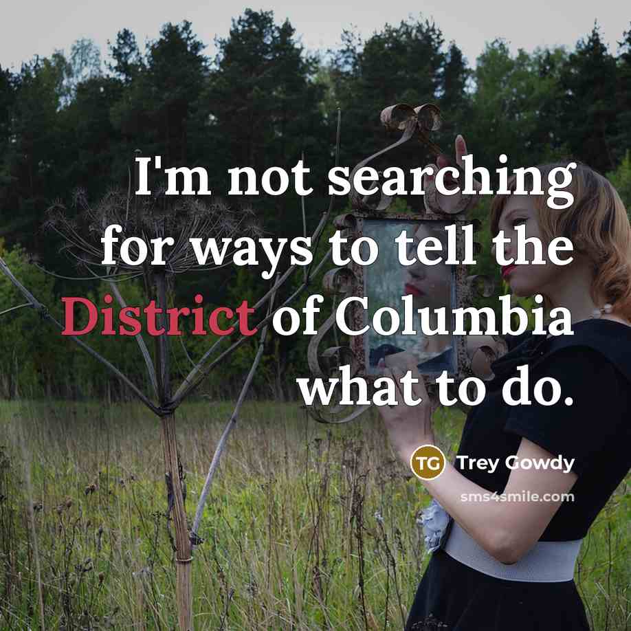 “I'm not searching for ways to tell the District of…” quote by Trey Gowdy
