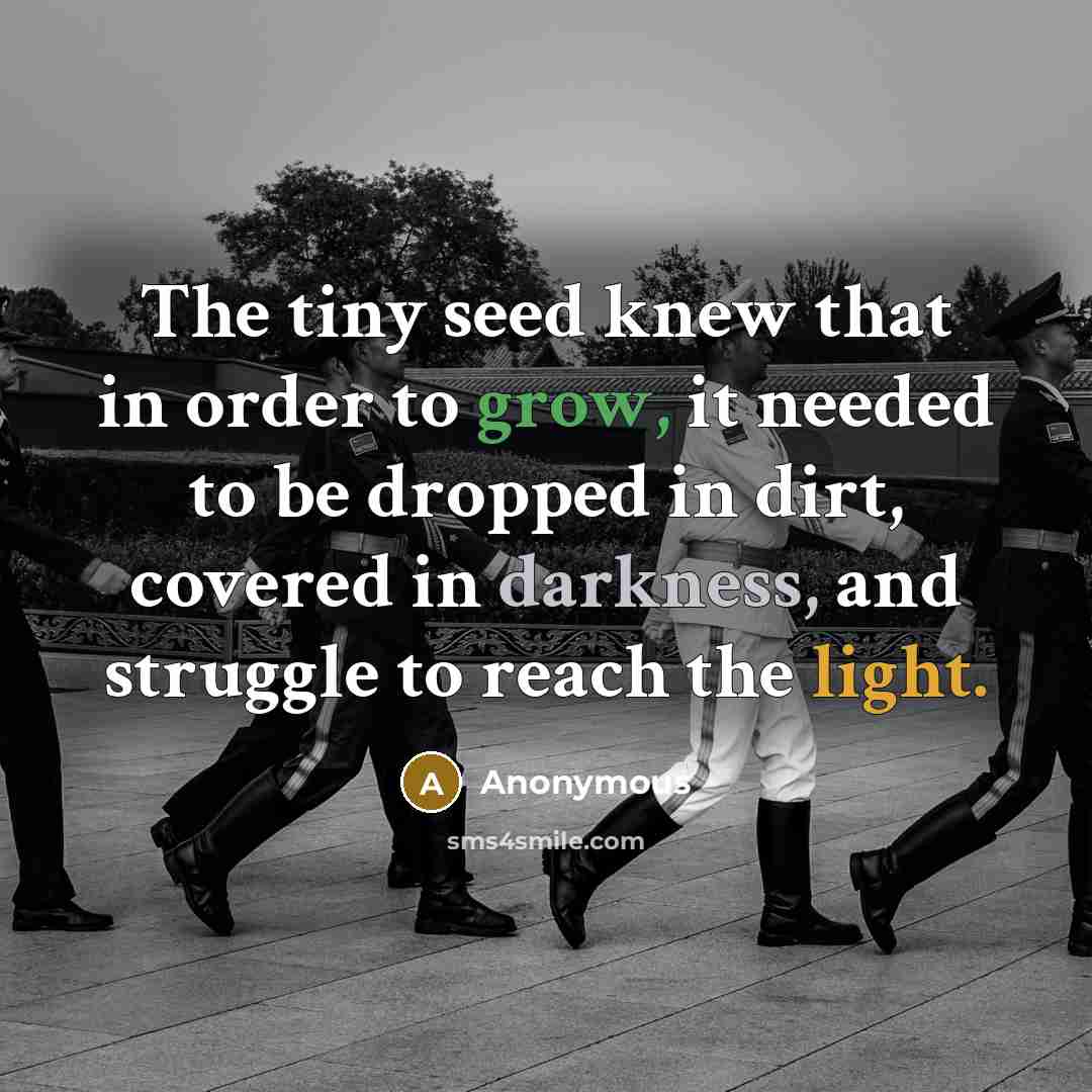 “The tiny seed knew that in order to grow, it…” quote by Anonymous