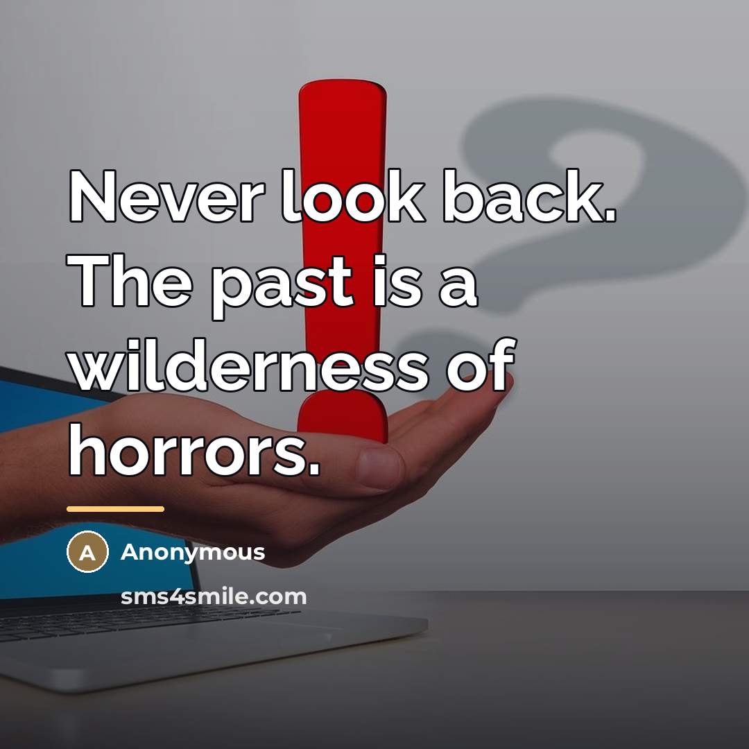 “Never look back. The past is a wilderness of horrors.…” quote by Anonymous