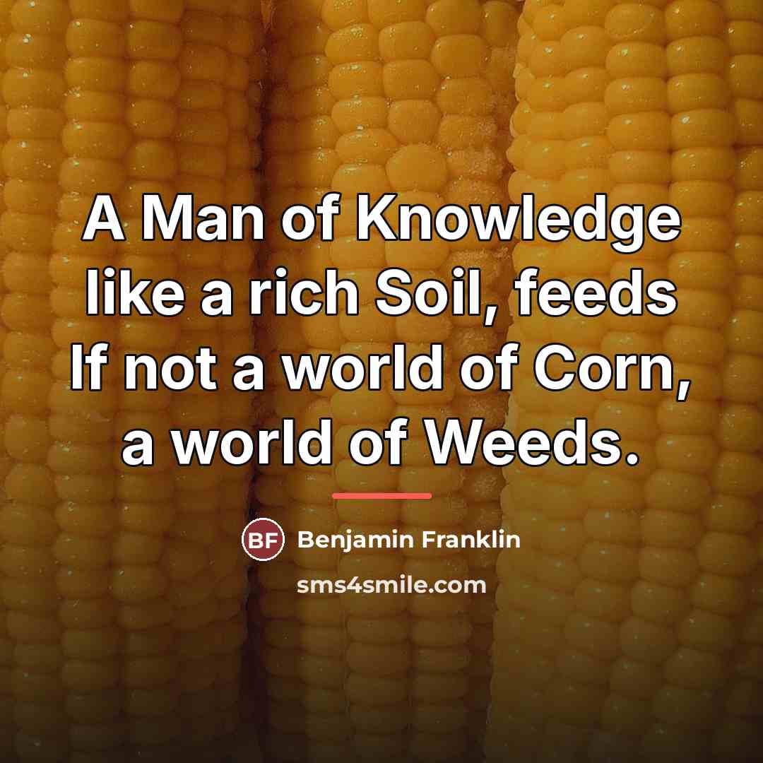 “A Man of Knowledge like a rich Soil, feeds If…” quote by Benjamin Franklin