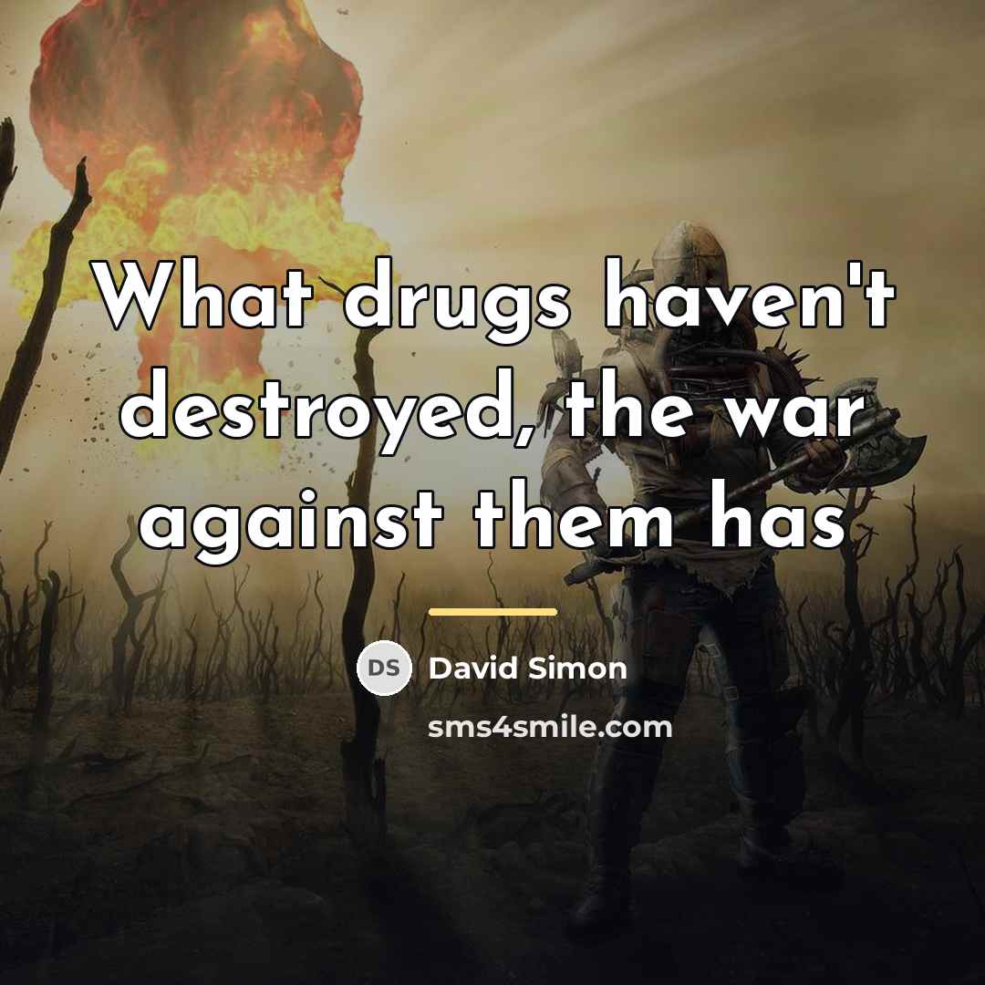 “What drugs haven't destroyed, the war against them has…” quote by David Simon