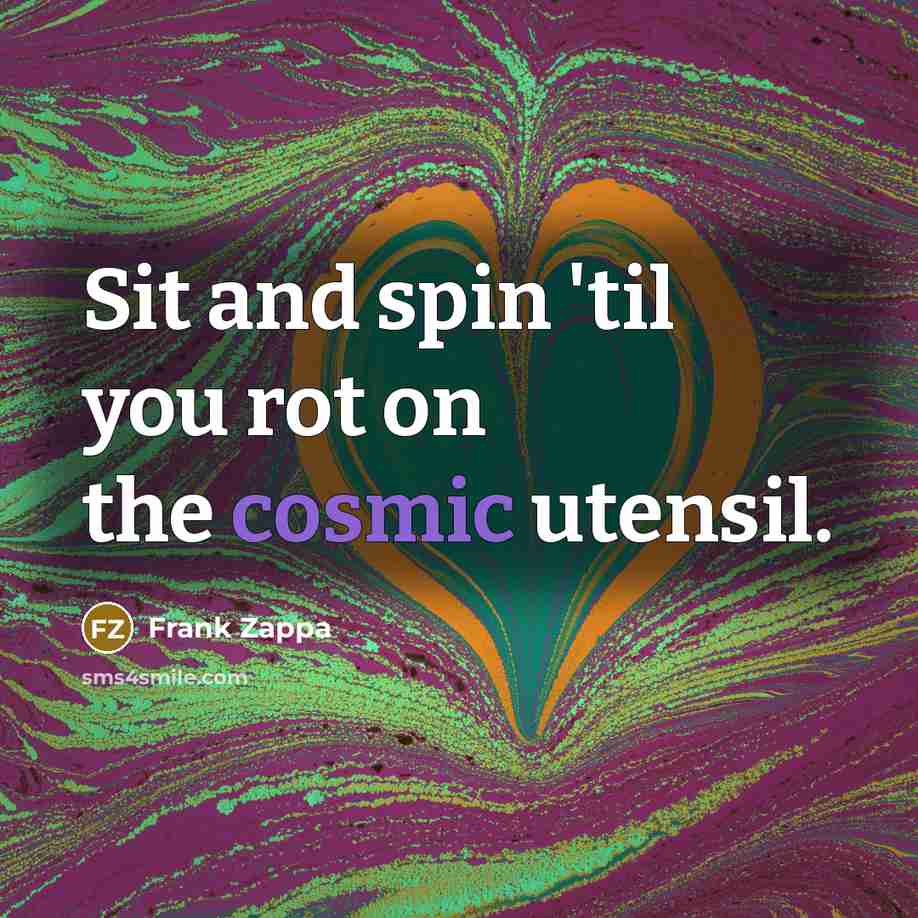 “Sit and spin 'til you rot on the cosmic utensil.…” quote by Frank Zappa