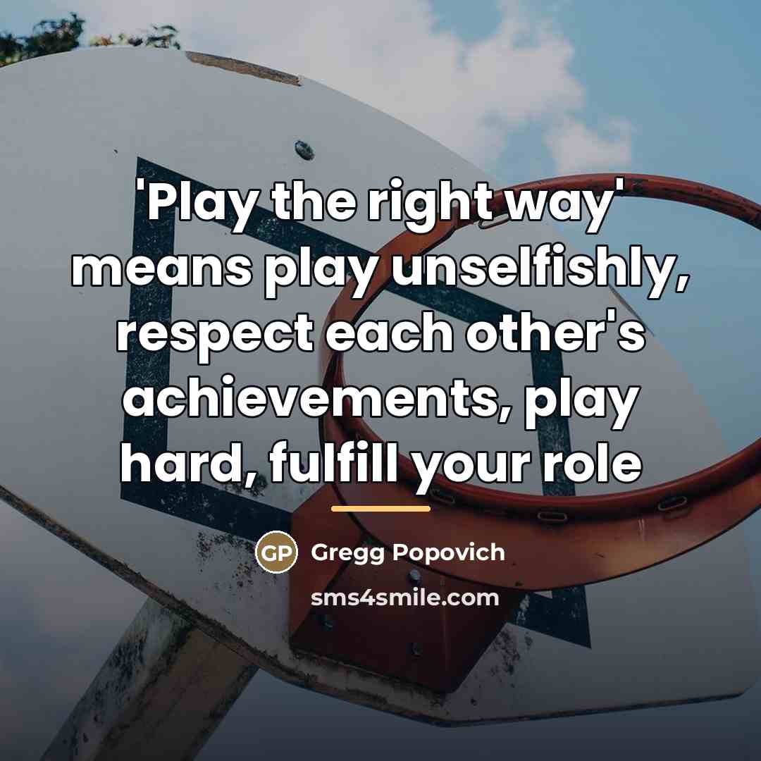 “'Play the right way' means play unselfishly, respect each other's…” quote by Gregg Popovich
