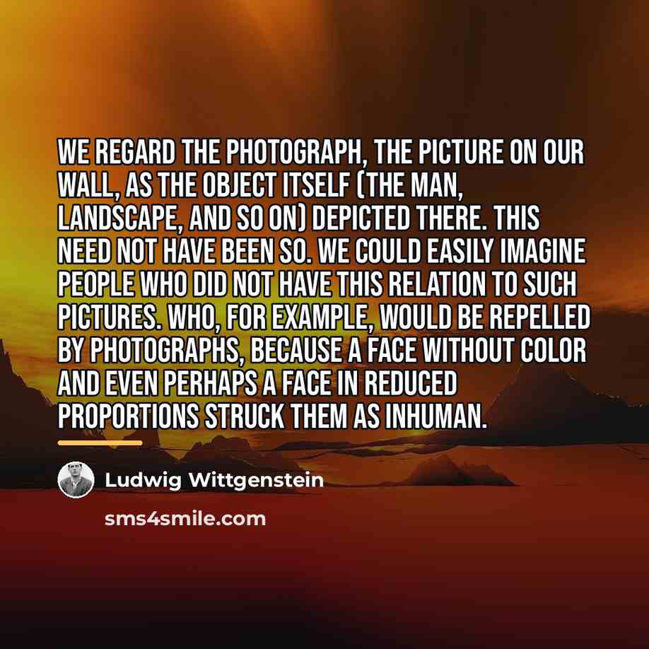 “We regard the photograph, the picture on our wall, as…” quote by Ludwig Wittgenstein