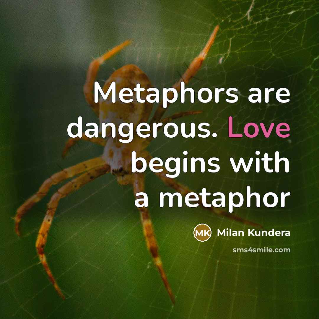 “Metaphors are dangerous. Love begins with a metaphor…” quote by Milan Kundera