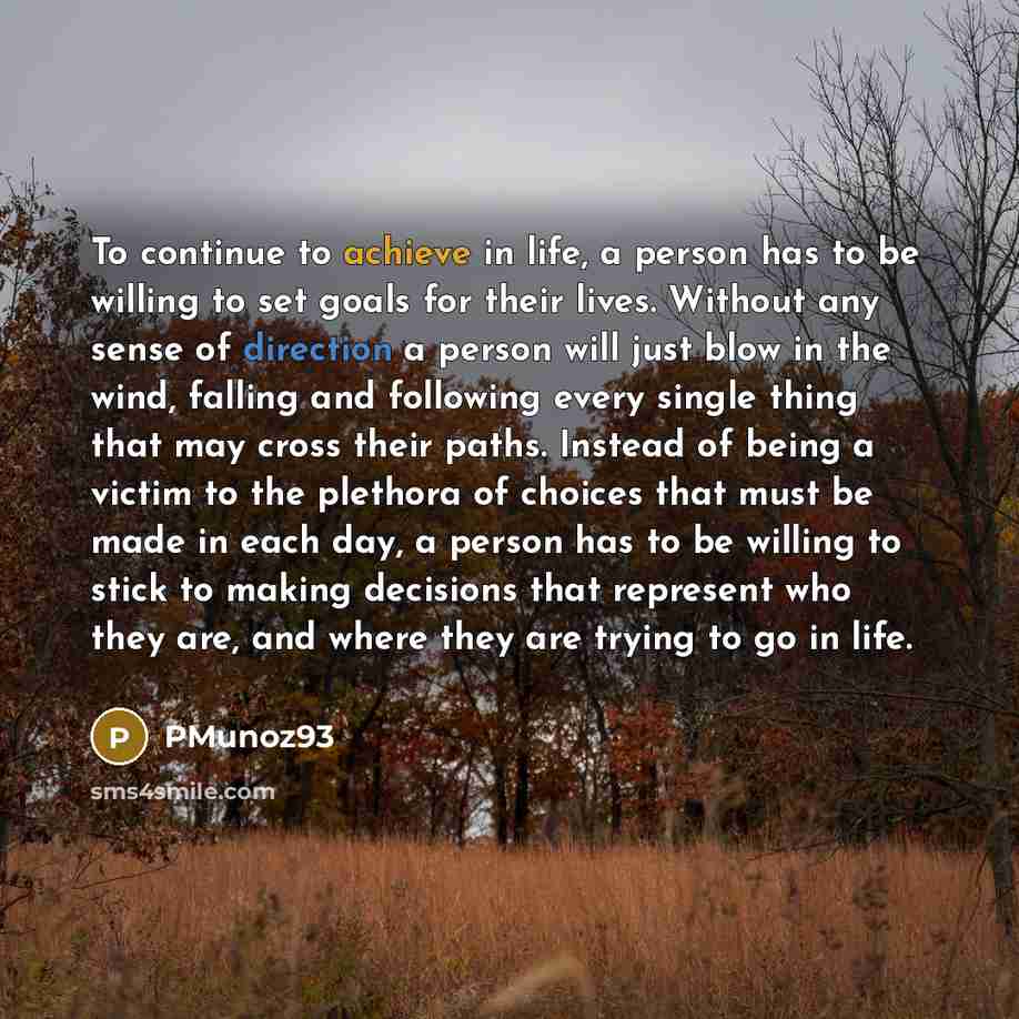 “To continue to achieve in life, a person has to…” quote by PMunoz93