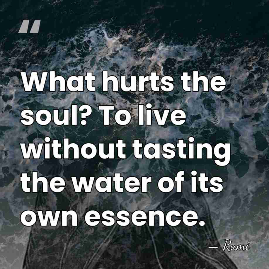 What hurts the soul? To live without tasting the water of its&hellip; - Rumi