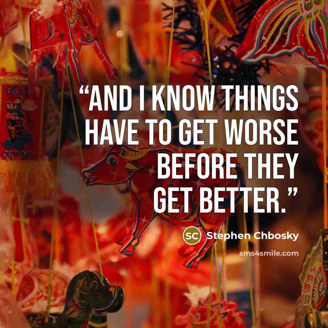 “And I know things have to get worse before they get better.” quote by Stephen Chbosky