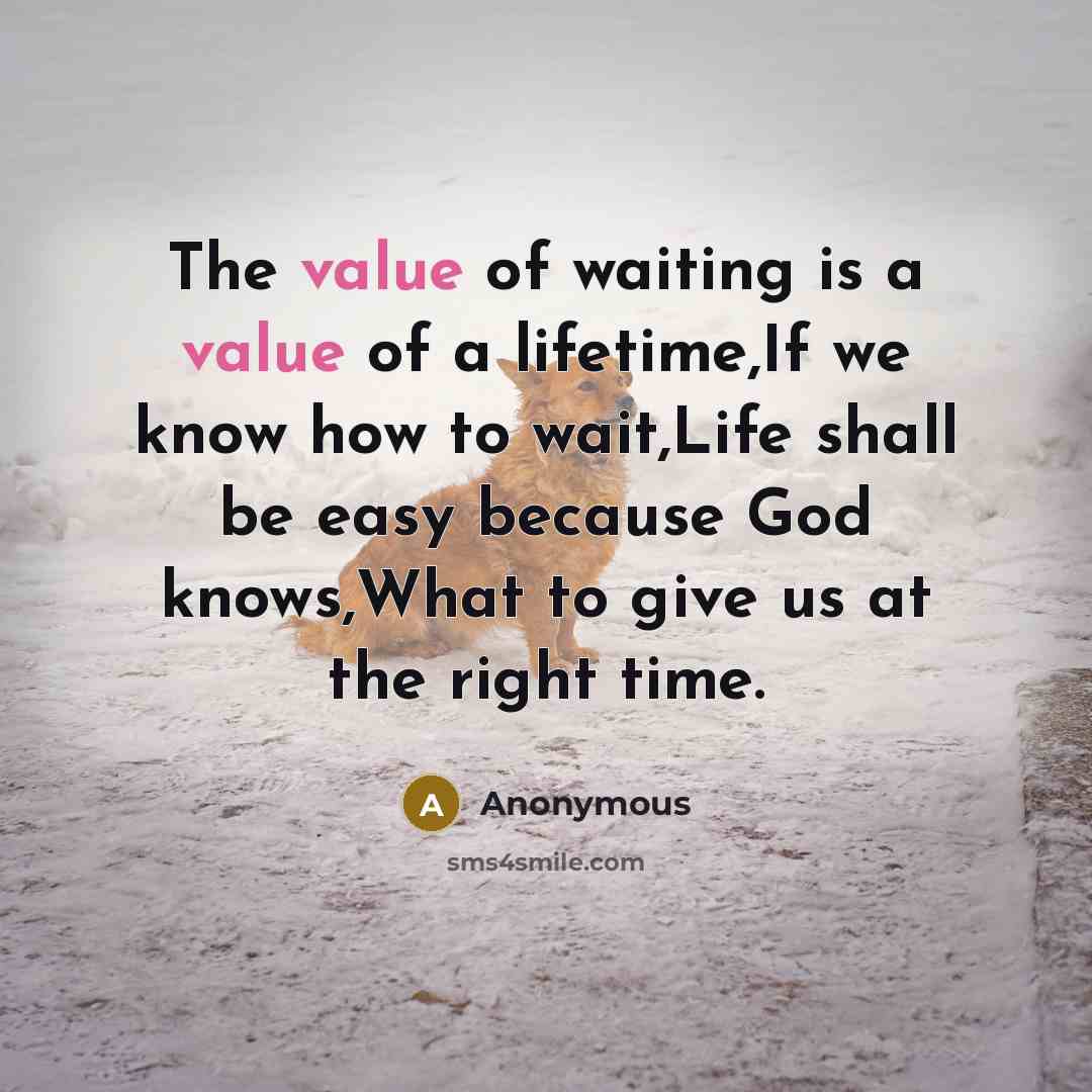 “The value of waiting is a value of a lifetime,If…” quote by Anonymous