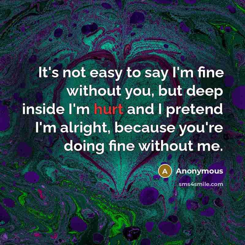 “It's not easy to say I'm fine without you, but…” quote by Anonymous