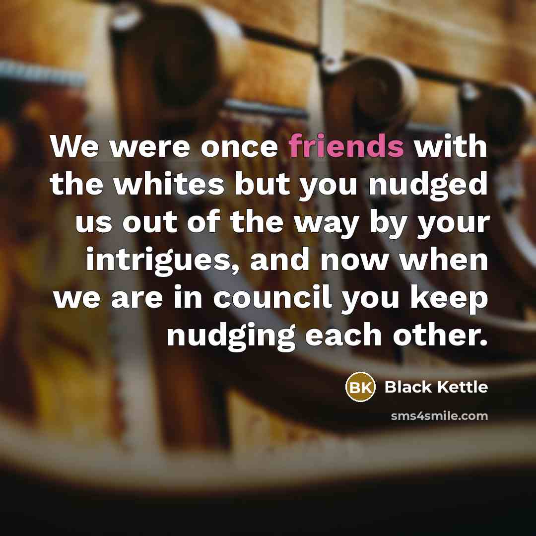 “We were once friends with the whites but you nudged…” quote by Black Kettle