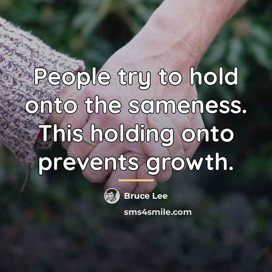 “People try to hold onto the sameness. This holding onto…” quote by Bruce Lee
