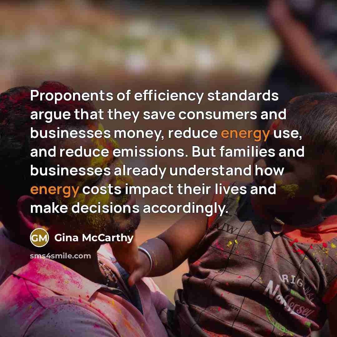 “Proponents of efficiency standards argue that they save consumers and…” quote by Gina McCarthy