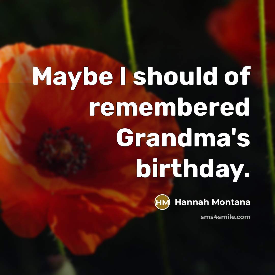 “Maybe I should of remembered Grandma's birthday.…” quote by Hannah Montana