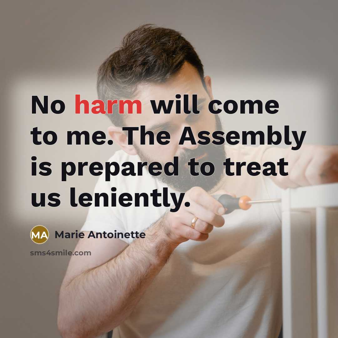 “No harm will come to me. The Assembly is prepared…” quote by Marie Antoinette