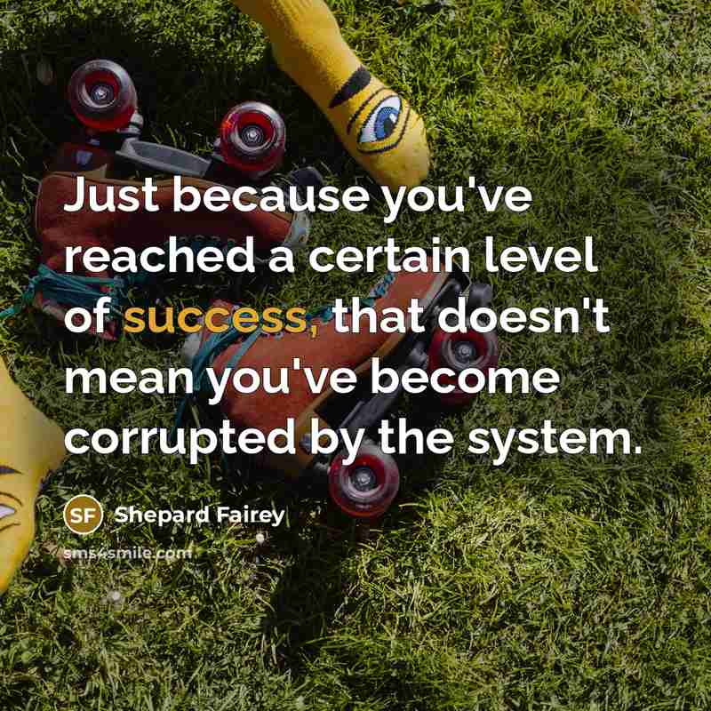 “Just because you've reached a certain level of success, that…” quote by Shepard Fairey
