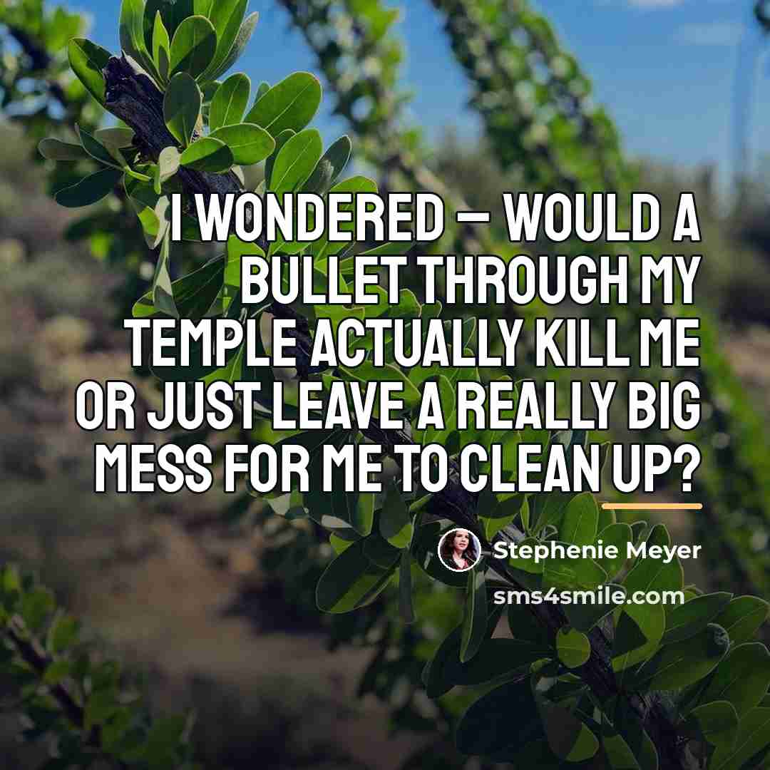 “I wondered – would a bullet through my temple actually…” quote by Stephenie Meyer