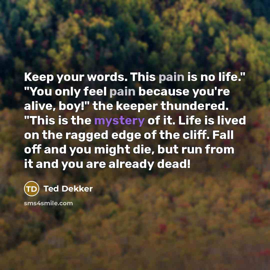 “Keep your words. This pain is no life." "You only…” quote by Ted Dekker